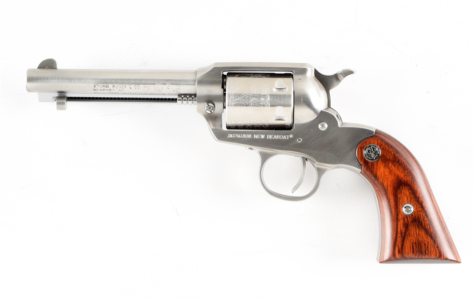 (M) STAINLESS RUGER NEW BEARCAT SINGLE ACTION REVOLVER.