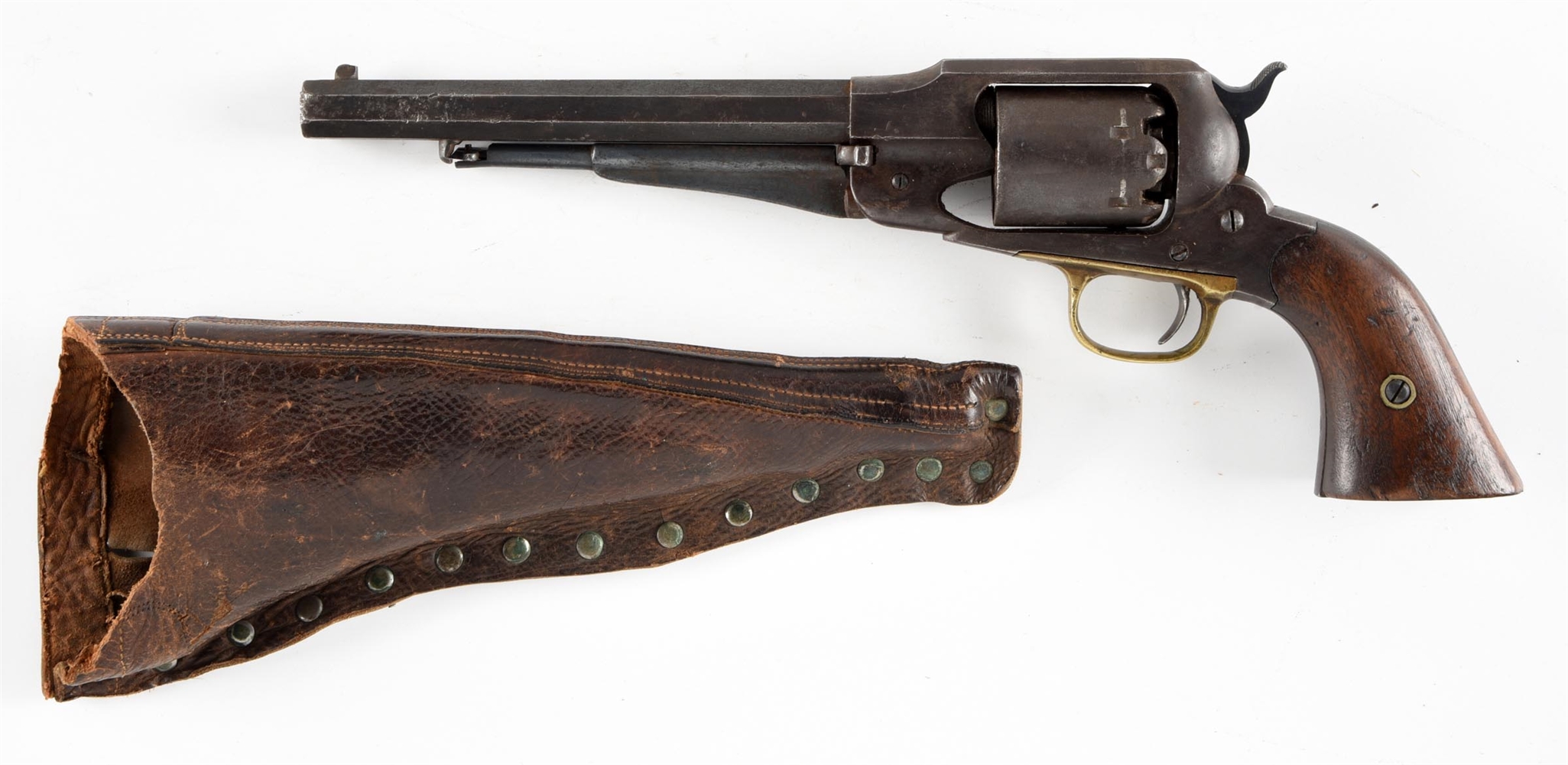 (A) REMINGTON 1858 PERCUSSION REVOLVER WITH HOLSTER.