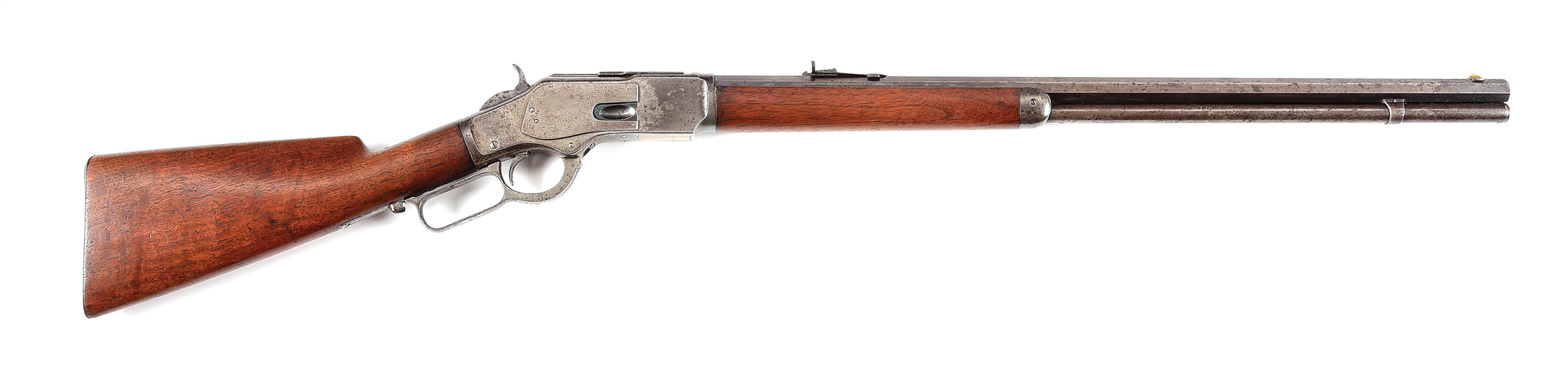 (A) WINCHESTER MODEL 1873 .38 W.C.F. LEVER ACTION RIFLE WITH FACTORY LETTER (1883).