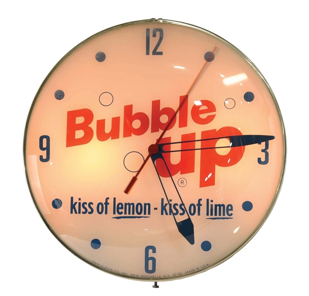 BUBBLE UP SOFT DRINK PAM CLOCK.