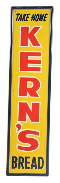 "TAKE HOME KERNS BREAD" SELF FRAMED EMBOSSED TIN SIGN.