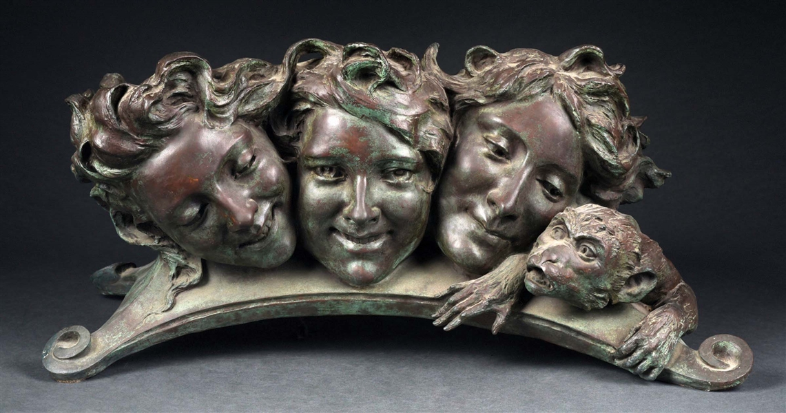 ART NOUVEAU METAL FIGURAL PLANTER AFTER  GEORGES ENGRAND(1852-1936).