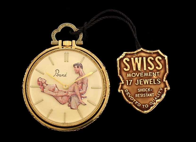 PORNE EROTIC POCKET WATCH WITH BOX AND TAGS.
