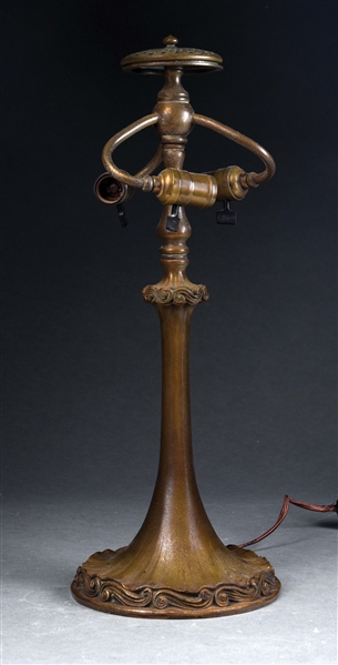 TIFFANY STUDIOS BRONZE WAVE TABLE LAMP BASE.