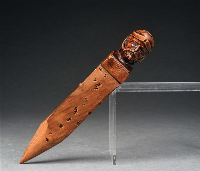 EUROPEAN VAMPIRE STAKE WITH WOODEN HEAD.