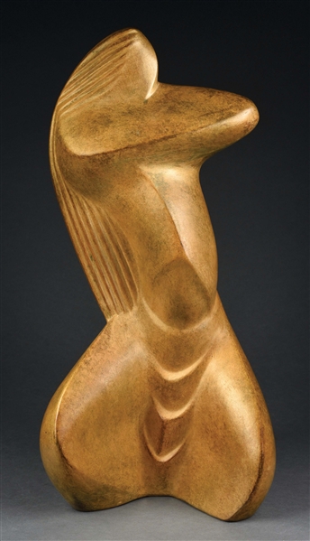 ART MODERNE BRONZE FIGURE OF NUDE WOMAN