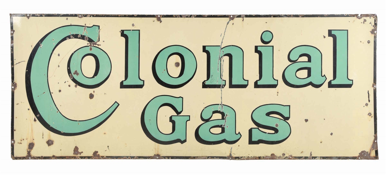 COLONIAL GAS PORCELAIN SERVICE STATION SIGN.