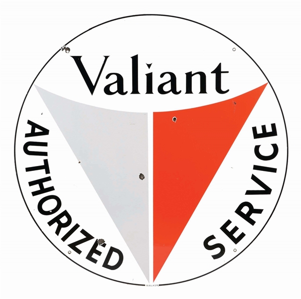 VALIANT AUTHORIZED SERVICE PORCELAIN SIGN.
