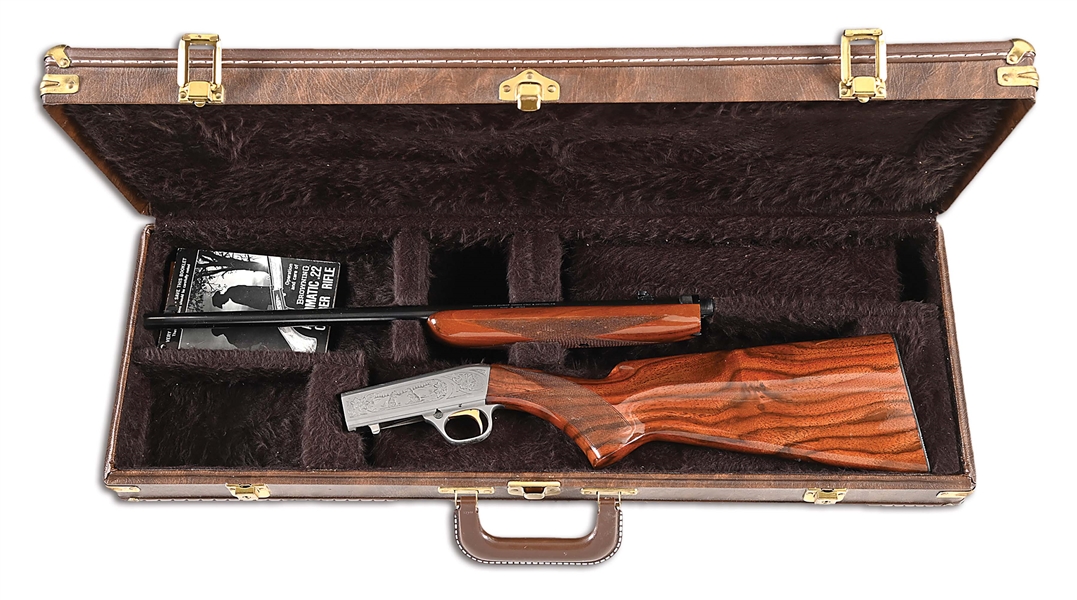 (M) CASED GRADE II ENGRAVED BROWNING SA-22 SEMI AUTOMATIC RIFLE.