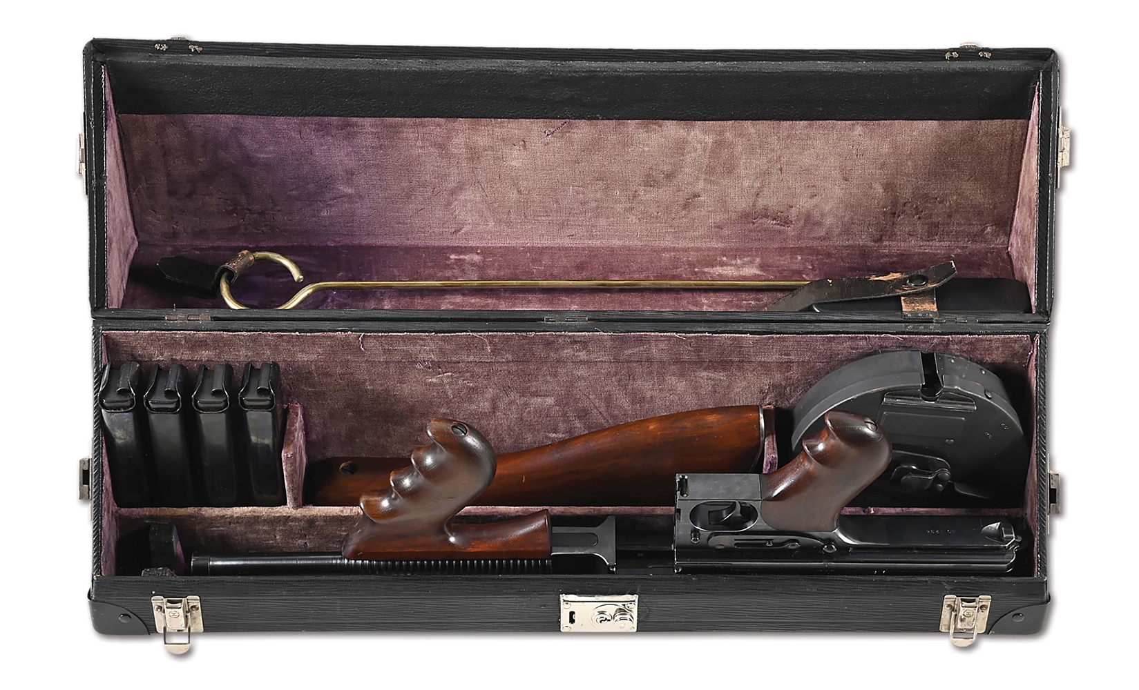 (N) INTERESTING PROVENANCE COLT 1921A THOMPSON MACHINE GUN WITH ORIGINAL HARD CASE (CURIO AND RELIC).