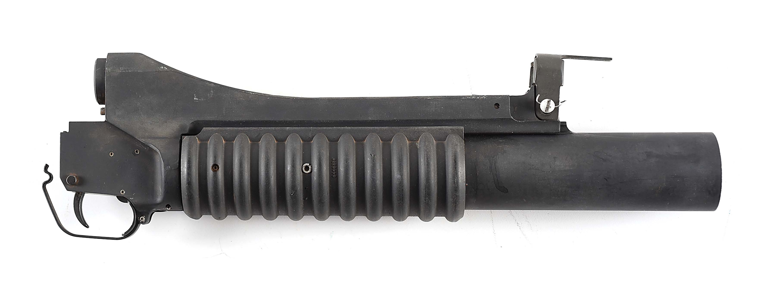 (D) NEAR MINT UNFIRED 40 MM COLT M203 GRENADE LAUNCHER WITH SIGHT AND MANUAL (DESTRUCTIVE DEVICE).