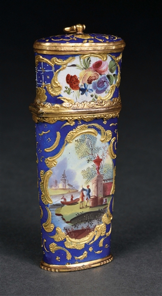 BATTERSEA ETUI WITH FLORAL AND SCENIC MOTIF