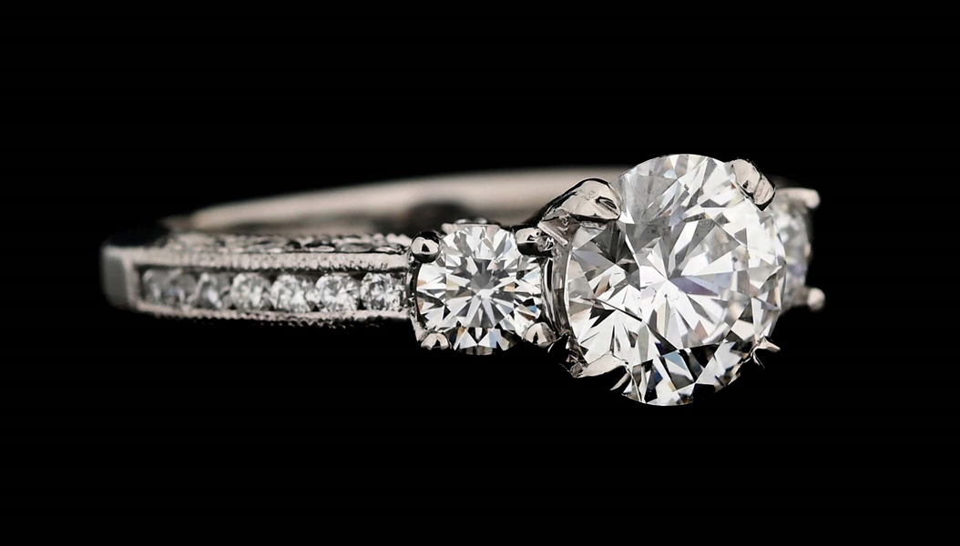 LADIES NEW PLATINUM TACORI CLASSIC CRESCENT DIAMOND ENGAGEMENT RING W/AGS REPORT