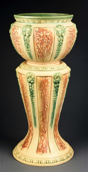 ROSEVILLE POTTERY FLORENTINE JARDINIÈRE & PEDESTAL.