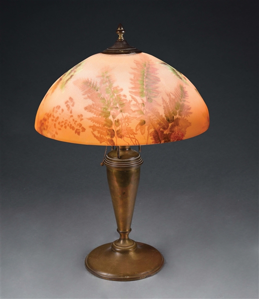 EARLY 20TH CENTURY REVERSE-PAINTED TABLE LAMP.