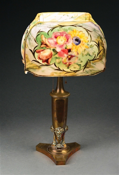 16" PAIRPOINT FLORAL PUFFY LAMP.