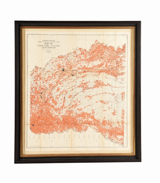 MAP OF CHOCTAW NATION IN INDIAN TERRITORY.