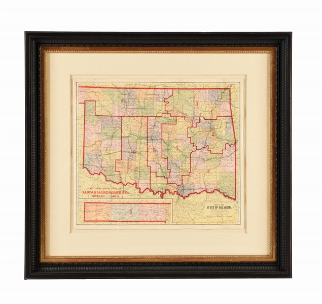 MAP OF THE STATE OF OKLAHOMA WITH AUTO ROADS