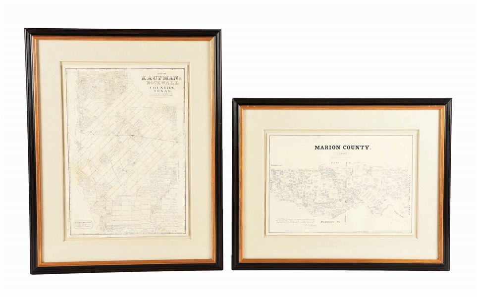 LOT OF 2 MAPS: KAUFMAN/ROCKWELL COUNTIES & MARION COUNTY.