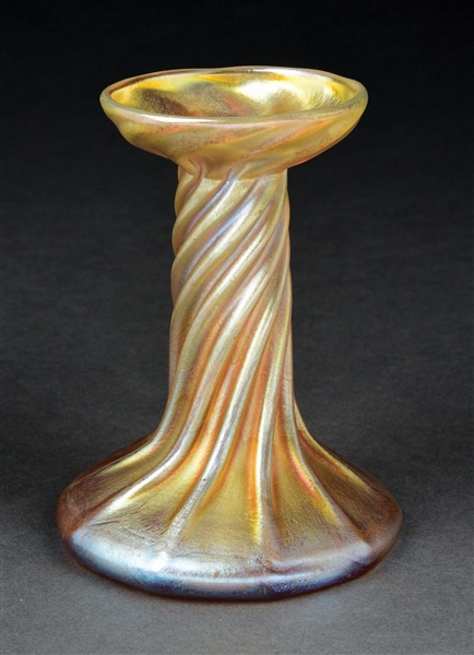 TIFFANY STUDIOS FAVRILE GLASS CANDLESTICK.