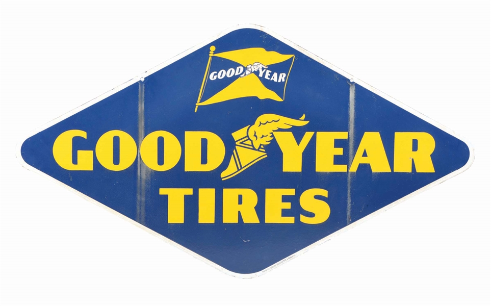 GOOD YEAR TIRES DOUBLE SIDED PORCELAIN SIGN.