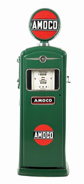 BENNETT MODEL #1056 GAS PUMP RESTORED IN AMOCO GASOLINE. 