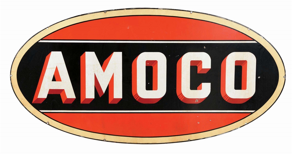 AMOCO DOUBLE SIDED PORCELAIN SIGN.