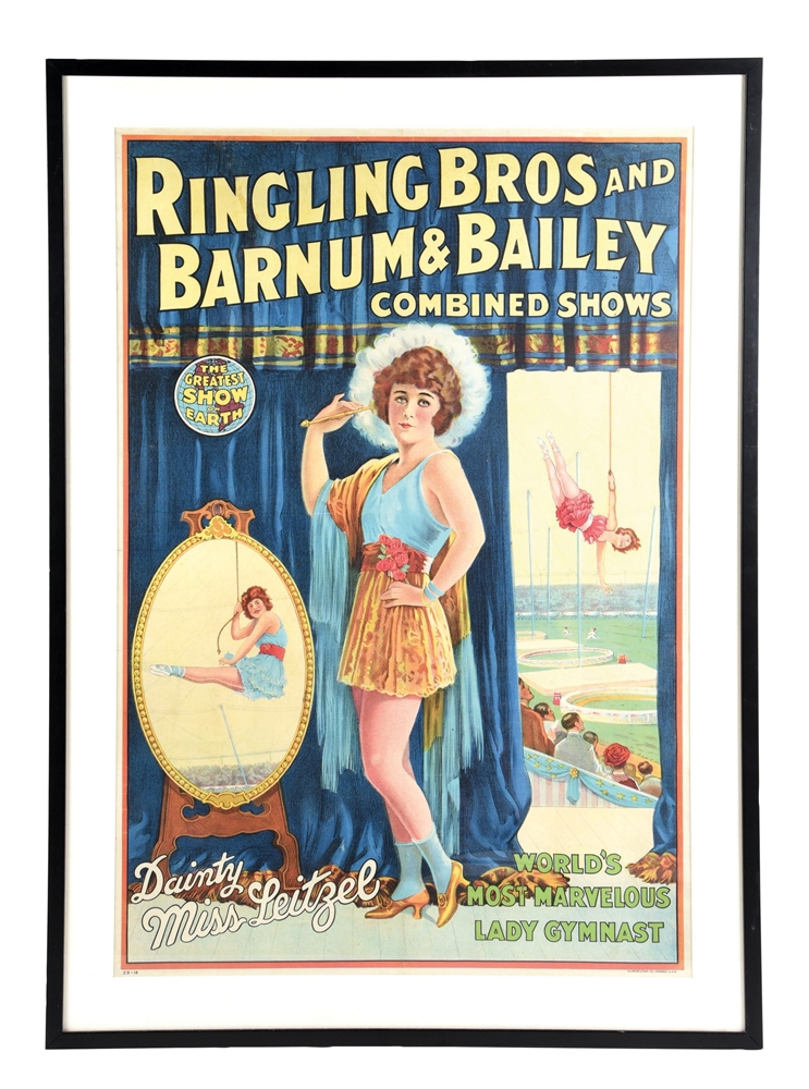 RINGLING BROS AND BARNUM & BAILEY COMBINED SHOWS PAPER LITHOGRAPH POSTER