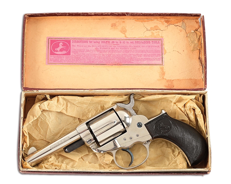 (A) FIRST YEAR COLT MODEL 1877 LIGHTNING DOUBLE ACTION REVOLVER IN PICTURE BOX.