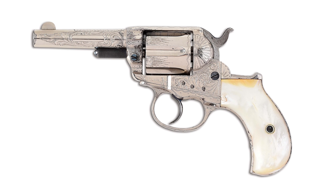 (A) FACTORY ENGRAVED COLT MODEL 1877 LIGHTNING SHERIFFS MODEL REVOLVER.