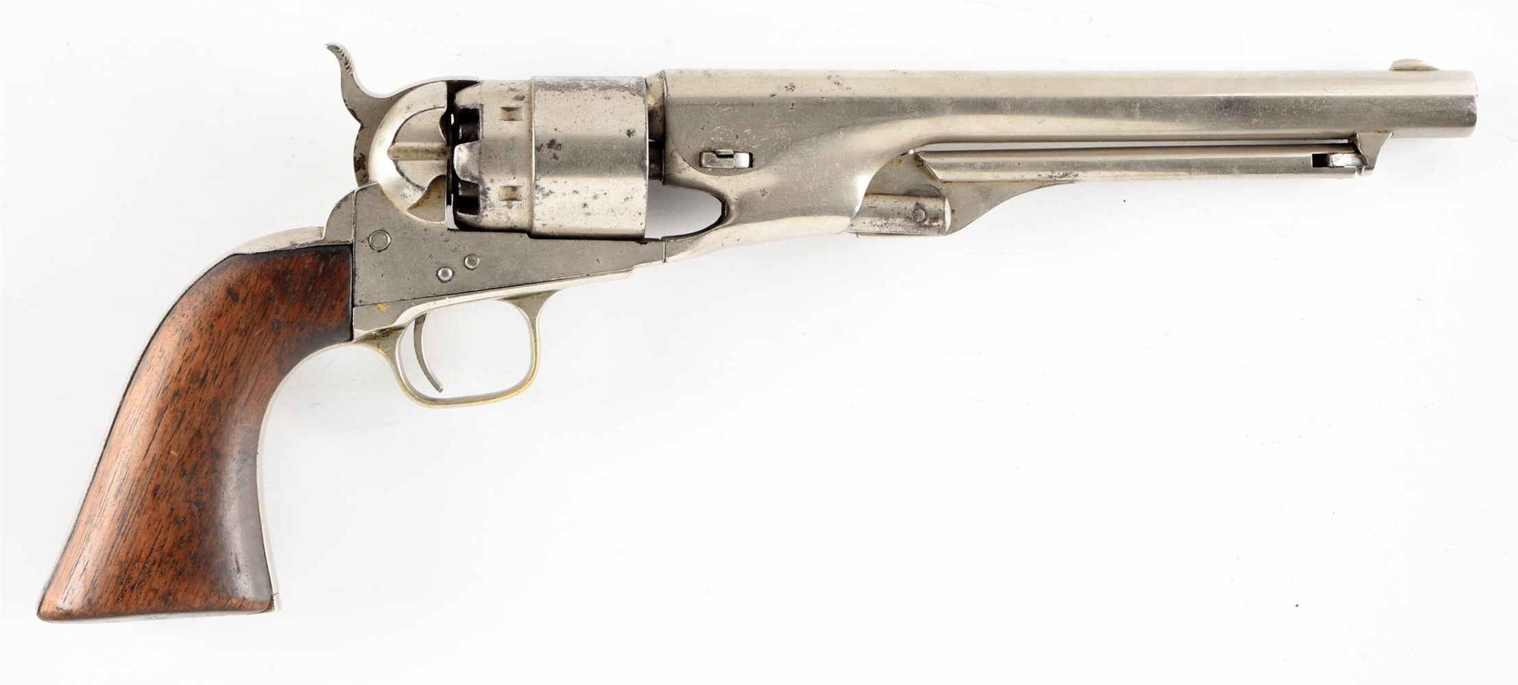 (A) NICKEL PLATED COLT MODEL 1860 ARMY PERCUSSION REVOLVER.