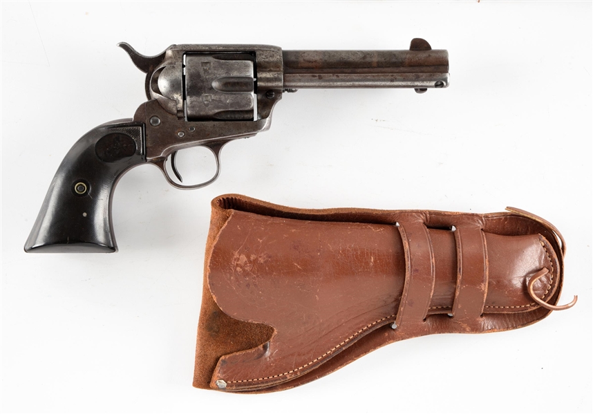 (A) COLT SINGLE ACTION ARMY REVOLVER WITH HOLSTER.