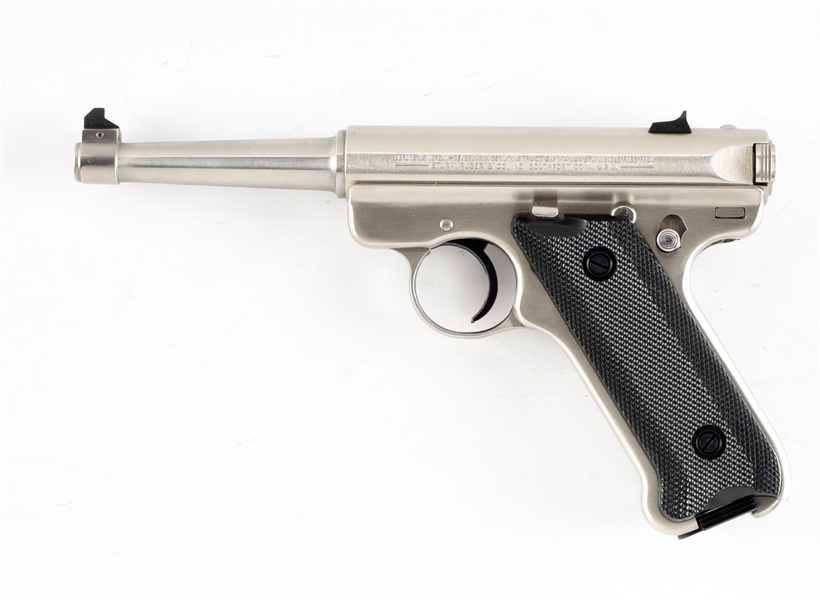 (M) STAINLESS RUGER MK II SEMI AUTOMATIC PISTOL.