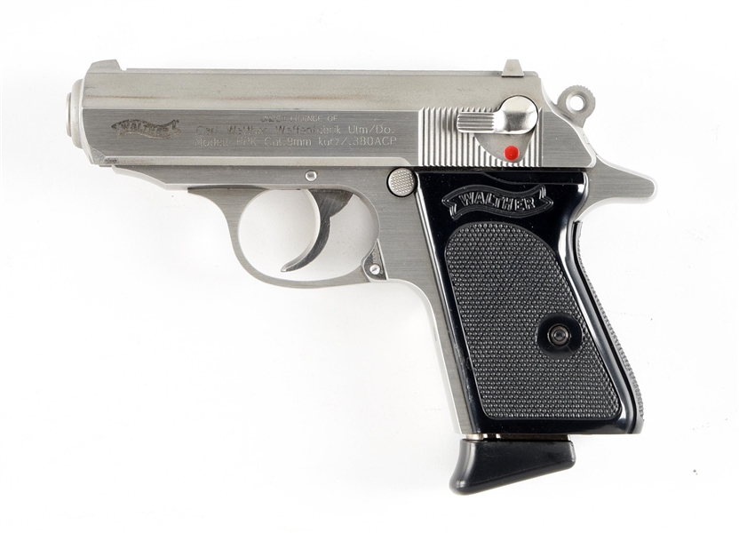 (M) STAINLESS WALTHER PPK .380 SEMI AUTOMATIC PISTOL.