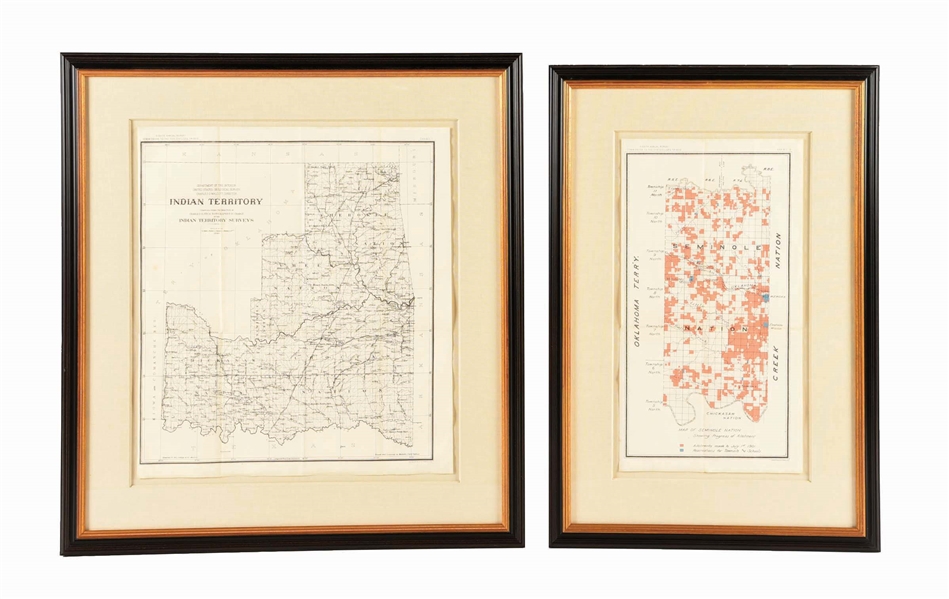 LOT OF 2 MAPS: INDIAN TERRITORY & SEMINOLE NATION.