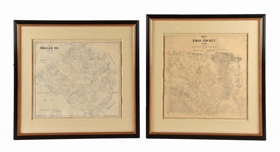 LOT OF 2 MAPS: GOLIAD CO. TEXAS & MAP OF FRIO COUNTY TEXAS.