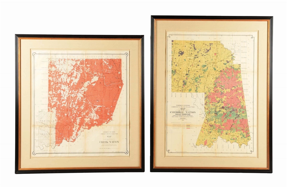 LOT OF 2: C. 1900 MAP OF THE CHEROKEE NATION & C. 1899 CREEK NATION MAPS