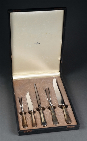 GEORG JENSEN STERLING SILVER 5-PIECE CARVING SET.