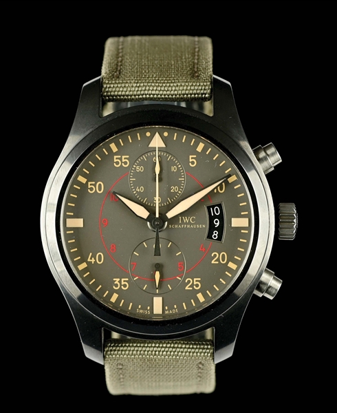 MENS 46MM IWC TOP GUN PILOTS CHRONOGRAPH CERAMIC WRISTWATCH, REF. IW388002