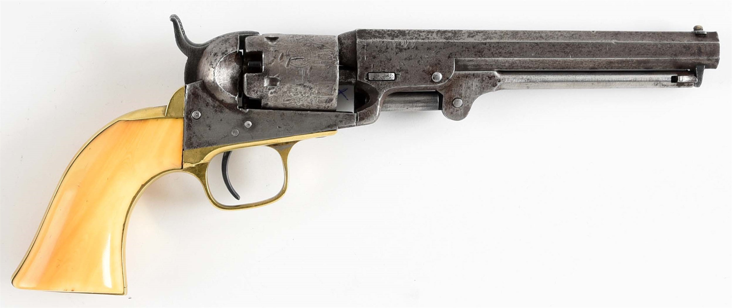 (A) COLT MODEL 1849 POCKET SINGLE ACTION PERCUSSION REVOLVER WITH IVORY GRIPS IN A CONTEMPORARY CASE (1860).