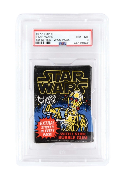 1977 TOPPS STAR WARS 1ST SERIES WAX PACK PSA 8