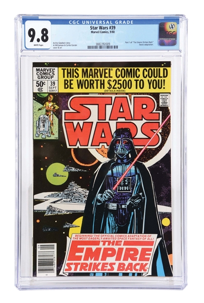STAR WARS #39 NEWSSTAND COMIC BOOK CGC 9.8 WHITE PAGES