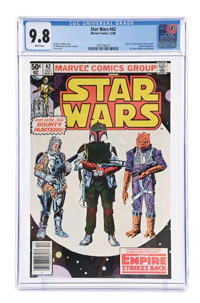 STAR WARS #42 NEWSSTAND COMIC BOOK CGC 9.8 WHITE PAGES