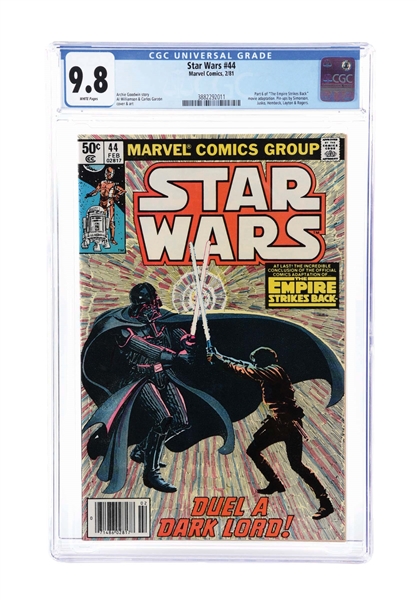 STAR WARS #44 NEWSSTAND COMIC BOOK CGC 9.8 WHITE PAGES
