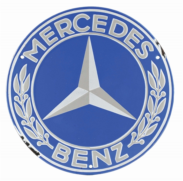 MERCEDES BENZ EMBLEM PORCELAIN SIGN.