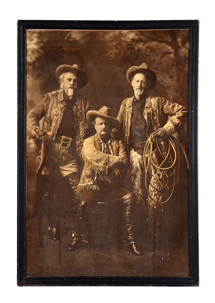 BUFFALO BILL - PAWNEE BILL AND BUFFALO JONES ORIGINAL OVERSIZE PHOTOGRAPH