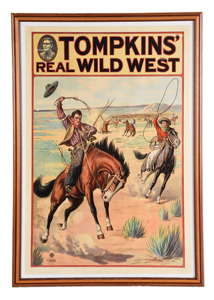 TOMPKINS REAL WILD WEST COLOR LITHOGRAPH 
