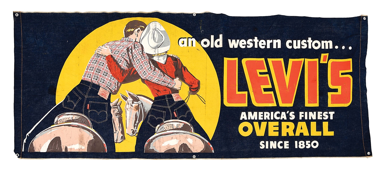 Lot Detail - LEVI'S COWBOY AND COWGIRL DENIM ADVERTISING BANNER