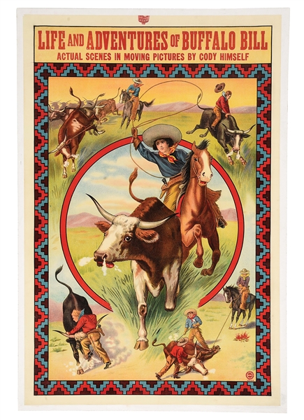LIFE AND ADVENTURES OF BUFFALO BILL LITHOGRAPH