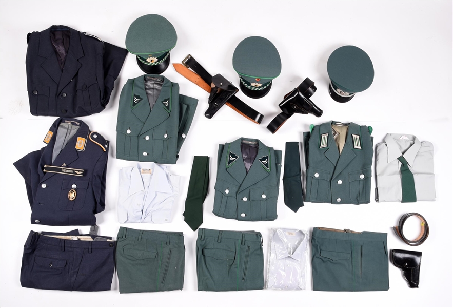 LOT OF WEST AND EAST GERMAN POLICE AND MILITARY UNIFORMS.